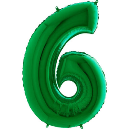 Green Number 6 Balloon - 40" Foil eol