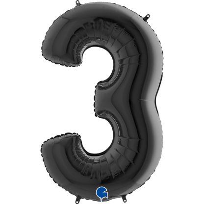 Black Number 3 Balloon - 26" Foil