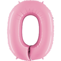 Pastel Pink  Number 0 Balloon - 40" Foil Unpackaged