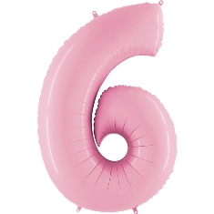 Pastel Pink Number 6 Balloon - 40" Foil