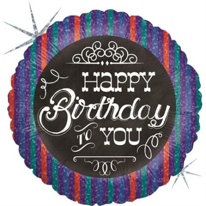 Birthday Chalkboard Holographic Balloon - 18" Foil unpackaged