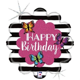 Happy Birthday Radiant Butterfly Balloon - 18" Foil unpackaged