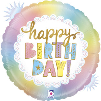 Opal Birthday Rainbow Holographic Balloon - 18" Foil - PACKAGED
