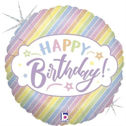 Pastel Birthday Balloon - 18" foil unpackaged