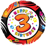 Age 3 Round Balloon - 18" Foil