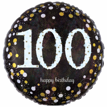 Age 100 Birthday Black and Gold Balloon - 18" Foil