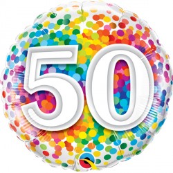 Age 50 Rainbow Confetti Balloon - 18" Foil