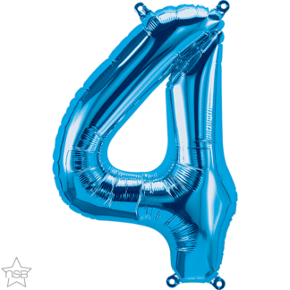 Blue Number 4 Balloon - 16" Foil
