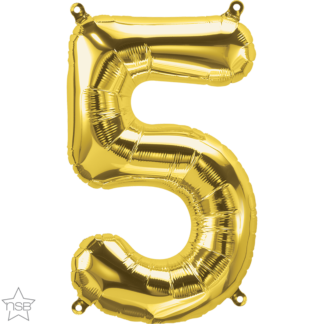 Gold Number 5 Balloon - 16" Foil