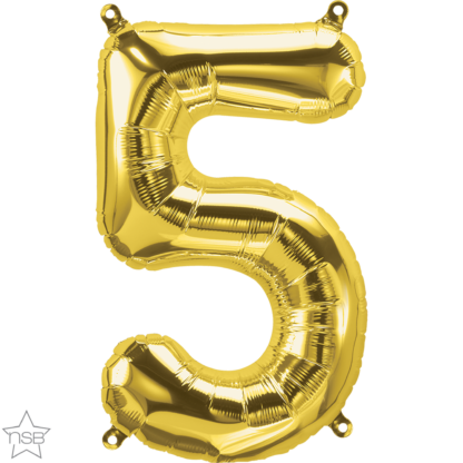 Gold Number 5 Balloon - 16" Foil