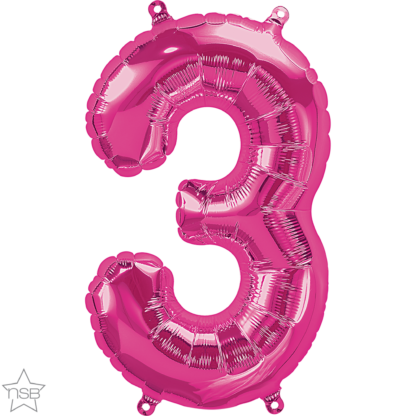 Magenta Number 3 Balloon - 16" Foil
