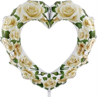 White Roses Heart Frame