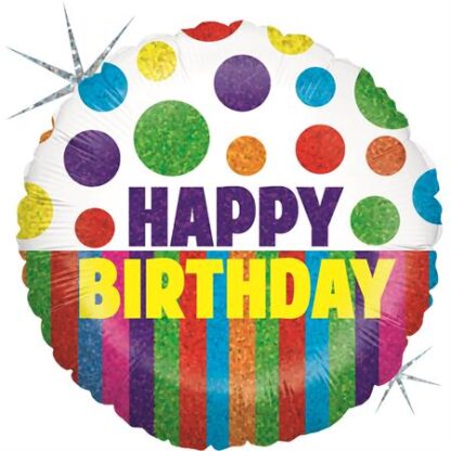 Happy Birthday Dots & Stripes Balloon - 18" Foil unpackaged
