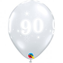 Diamond Clear Age 90 Sparkle-A-Rnd Balloons - 11" Latex (25ct)