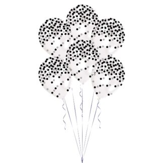 Printed Confetti Black Balloons - Latex (6ct)
