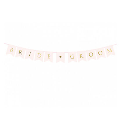 Light Pink Bride & Groom Banner - (1ct)