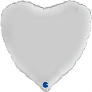 White Satin Heart Balloons - 36" Foil (Pkg)