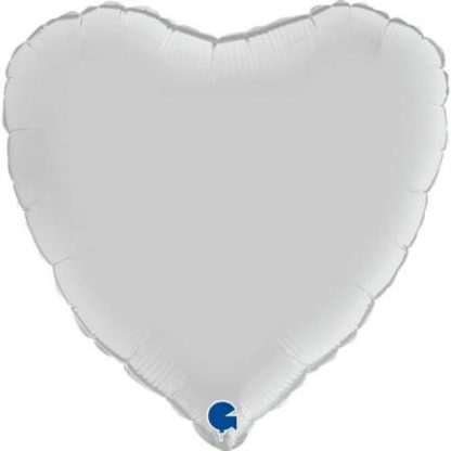 White Satin Heart Balloons - 36" Foil (Pkg)