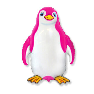 Fuchsia Happy Penguin Christmas Supershape Balloon - Foil 37" X 33"