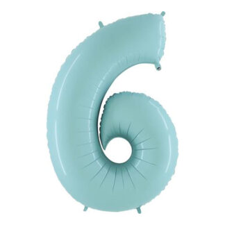 Pastel Blue Number 6 Balloon - 40" Foil Unpackaged