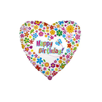 Happy Birthday Springtime Balloon - 18" Foil unpackaged