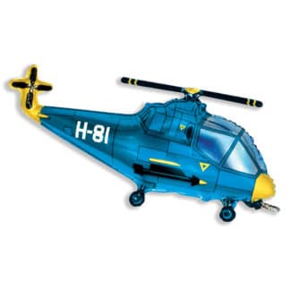 Blue Helicopter Supershape Balloon - Foil 23" X 38"