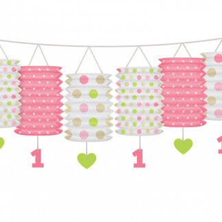 Pink/White Mix 1st Birthday Lantern Garland - (1ct)