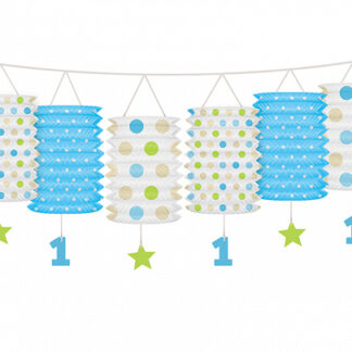 Blue/White Mix 1st Birthday Lantern Garland - (1ct)