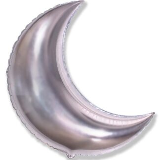 Metallic Crescent Silver Moon Supershape Ballonon - Foil 34"