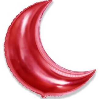 Red Metallic Crescent Moon Balloon - 34" Foil