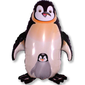 Black Penguin with Baby Christmas Supershape Balloon - Foil