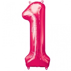 Pink Number 1 Balloon - 34" Foil