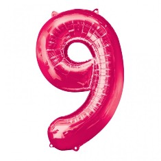 Pink Number 9 Balloon - 34" Foil