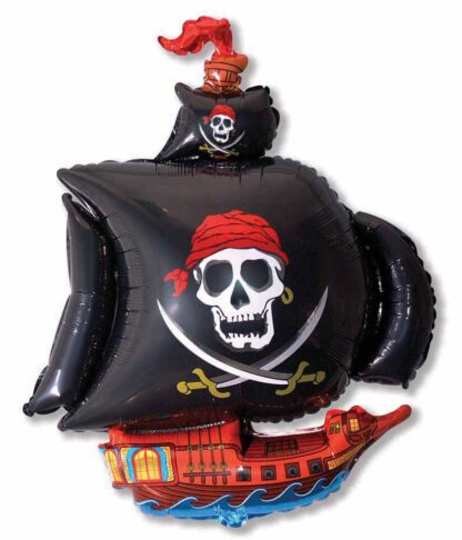 Black Pirate Ship Supershape Balloon - Foil 36"