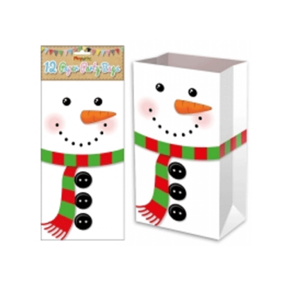 Christmas Snowman Paper Party Bags - (12ct)