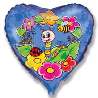 Worm Heart Shaped Balloon - 18" Foil
