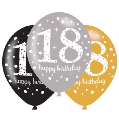 Age 18 Birthday Gold Sparkling Celebration Balloons - 11" Latex (6ct)