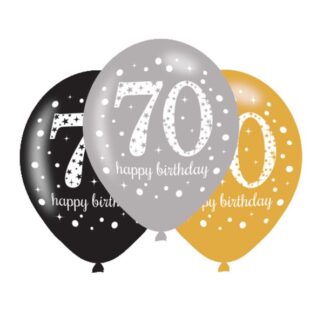 Age 70 Birthday Gold Sparkling Celebration Balloons - 11" Latex (6ct)