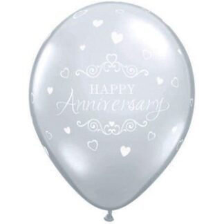 Diamond Clear Anniversary Classic Heart Balloons - 11" Latex (25ct)