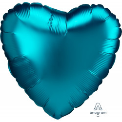 Aqua Satin Luxe Heart Balloon - 18" Foil (10ct)