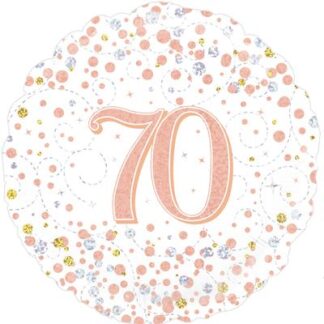 White & Rose Gold Holographic 70th Sparkling Fizz Birthday Balloon - 18" Foil