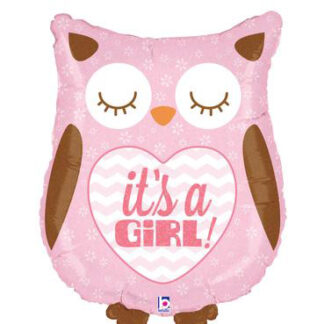 It's A Girl Baby Owl Supershape Balloon - Foil