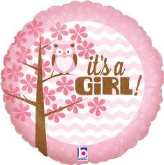 Holographic It’s a Girl Baby Owl - Foil 18" packaged