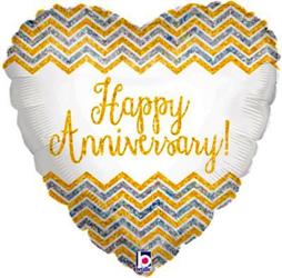 Chevron Anniversary Balloon - 18" Foil unpackaged