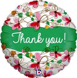 Holographic Floral Thank You Balloon - 18" Foil