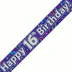 Happy 16th Birthday Streamers Banner - (6ct)