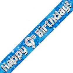 Blue 9th Birthday Banner - (6ct)