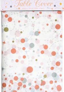 Sparkling Fizz Rose Gold Colourfast Plastic Table Cover - (137cm x 2.68m) (1ct)