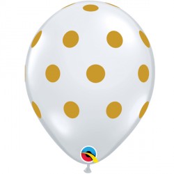 Diamond Clear W/ Gold Ink Big Polka Dots Balloons - 11" Latex (25ct)