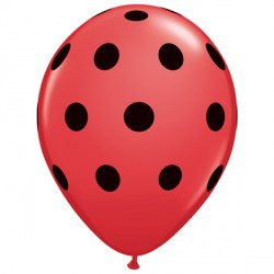 Red With Black Big Polka Dots Balloons - 11" Latex (25ct)